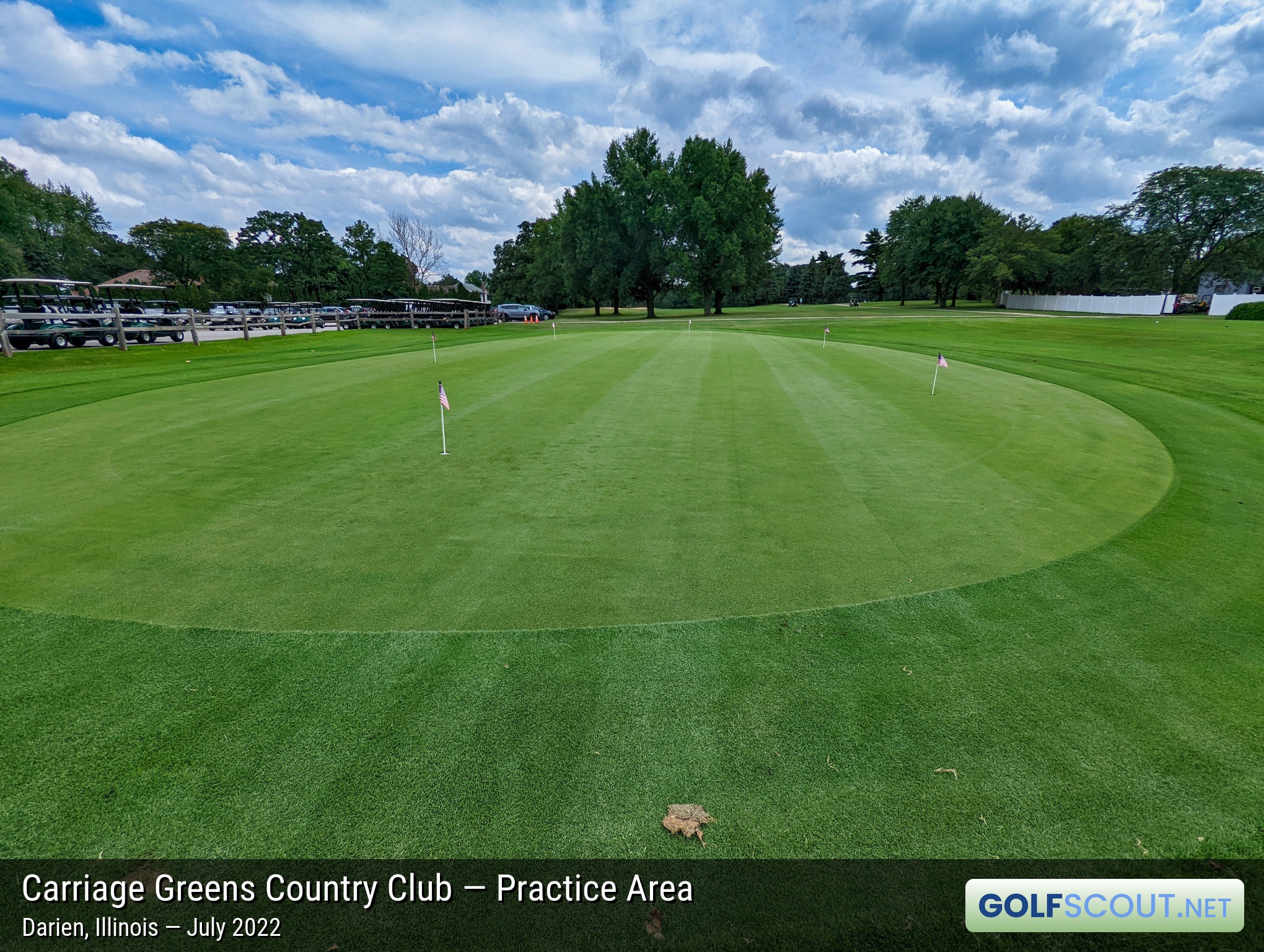 3 photos of the Carriage Greens Country Club practice area GolfScout