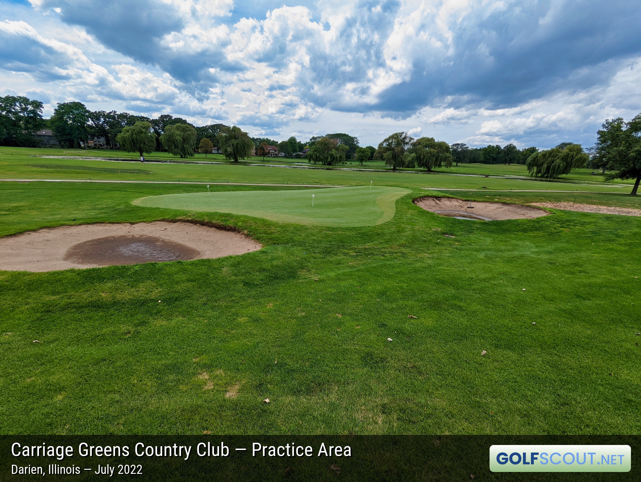 3 photos of the Carriage Greens Country Club practice area GolfScout